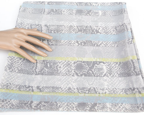 Light Gray Blue Green Snake Print Stripe Light Weight Polyester Crepe Fabric 1 Yard and 13 Inches  LWW00009
